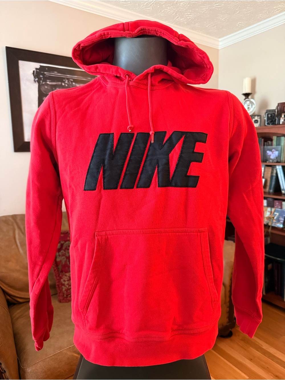 Nike Men’s Red Hoodie with Black NIKE Applique